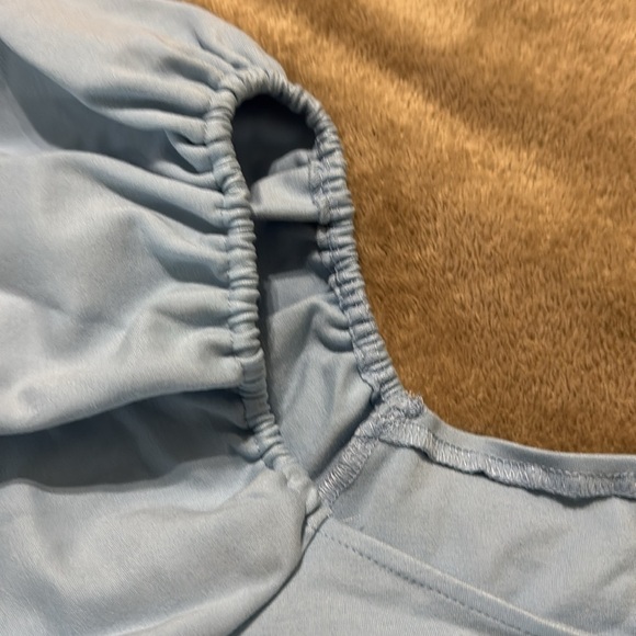 Boston Proper Sweetheart Neckline Ponte Top  Light Blue Puff Sleeve Blouse‎ - Picture 13 of 13